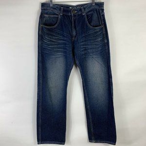 RK Icon Jeans Men's 36x32 Straight Leg Mid Rise Dark Wash Cotton Blend Casual